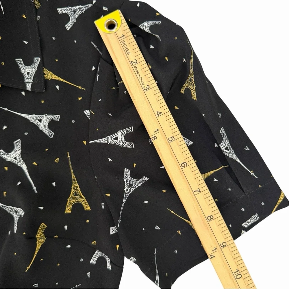 Karl Lagerfeld Paris Eiffel Tower Black Dress 4 • Handkerchief Hem Parisian Chic